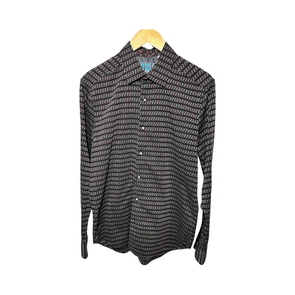 Robert Graham Cubist Classic Fit Cotton Blend Button-Up Shirt Black/Red Medium - Picture 3 of 11